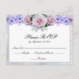 Cartão Postal De Convite Rosa Rosa | Resposta de Casamento com Bokeh de Pra