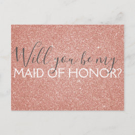 Cartão Postal De Convite Rosa Rosa Rosa Rosa Dourada, Brilhante e Madrinha 