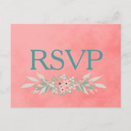 Cartão Postal De Convite Rosa Rústico RSVP