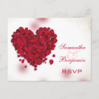 Rosa vermelha Petals Love Heart Weding RSVP