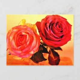 Cartão Postal De Convite Rosas brilhantes