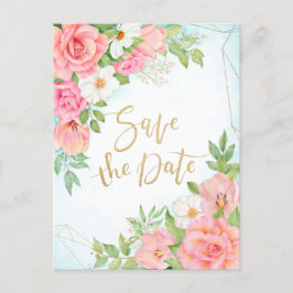 Cartão Postal De Convite Rosas De Buquê Floral Do Turquoise Ombre Salve A D