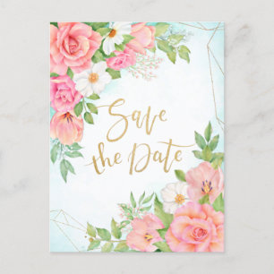 Cartão Postal De Convite Rosas De Buquê Floral Do Turquoise Ombre Salve A D