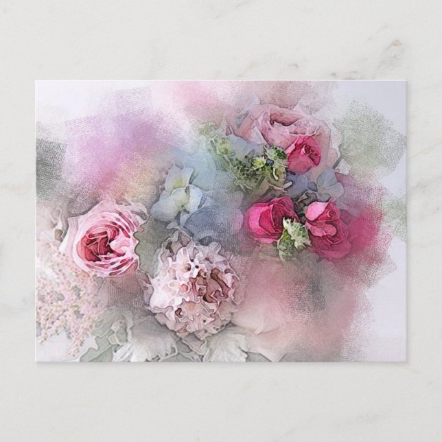 Cartão Postal De Convite Rosas Modernos de Arte de Aquarela Elegante Person (Frente)