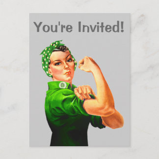Cartão Postal De Convite Rosie The Riveter - Militar Verde