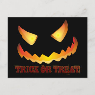 Cartão Postal De Convite Rosto de Abóbora 2 para o Halloween