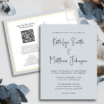 Cartão Postal De Convite Roteiro Moderno Azul Dusty Tudo Em Um Casamento Si<br><div class="desc">Roteiro Moderno Azul Dusty Tudo Em Um Simples Cartão De Convite De Casamento Minimalista. Celebre o seu dia especial com esta elegante e bela carta de convite para casamento para embelezar a sua ocasião especial. Todos os textos estão pré-organizados para que você personalize fácil e rapidamente com seus próprios detalhes....</div>