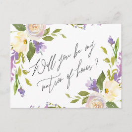 Cartão Postal De Convite Roxo Greenerescente Floral É Minha Matéria De Honr
