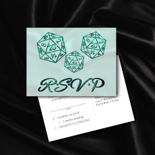 Cartão Postal De Convite RPG Dice Emerald Fantasy Tabletop Gamer RSVP