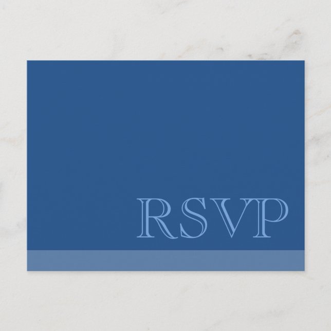 Cartão Postal De Convite RSVP Azul Básico Mínimo (Frente)