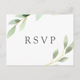 Cartão Postal De Convite RSVP Botânico de Casamento com Folhagem Verde