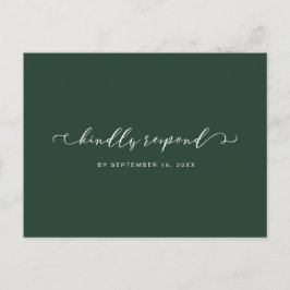 Cartão Postal De Convite Rsvp Branco e Verde Florestal com Escolha da Refei