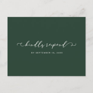 Cartão Postal De Convite Rsvp Branco e Verde Florestal com Escolha de Refei