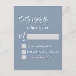 Cartão Postal De Convite RSVP - Cartão de Resposta de Casamento Azul Dusty