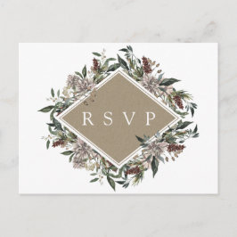 Cartão Postal De Convite RSVP Casamento Floral Rústico Outono Inverno
