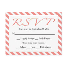 RSVP Casamento/Partido Rosa e Stripe Branca