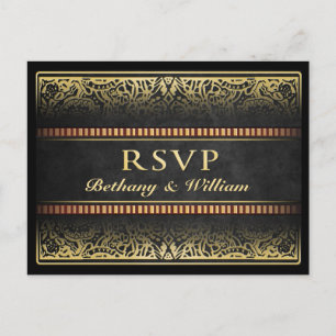 Cartão Postal De Convite RSVP Correspondendo Black King Queen Hearts Vegas