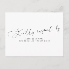 Cartão Postal De Convite RSVP de Caligrafia Branca e Preta Simples