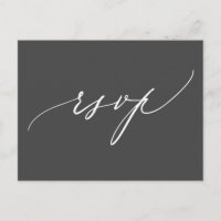RSVP de Casamento Branco Negro de Caligrafia Moder