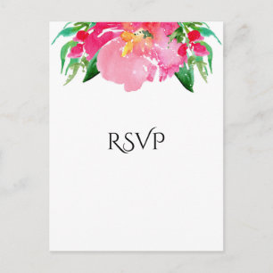 Cartão Postal De Convite RSVP de Casamento Chic Floral de Flor de Água Rosa