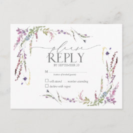 Cartão Postal De Convite RSVP de Casamento de Aquarelas Florais de Flores R