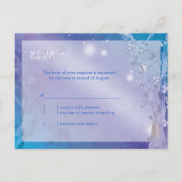 Cartão Postal De Convite RSVP de Casamento de Árvore Azul Dreamy