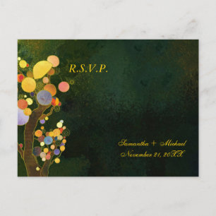 Cartão Postal De Convite RSVP de Casamento de Árvore Whimsical