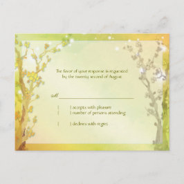 Cartão Postal De Convite RSVP de Casamento de Árvores de Floresta primavera