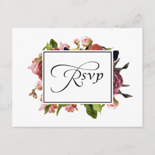 Cartão Postal De Convite RSVP de Casamento de Buquê Floral Rosa