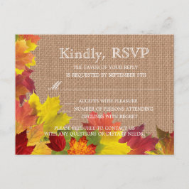 Cartão Postal De Convite RSVP de Casamento de Burlap