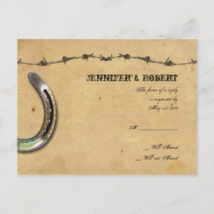 Cartão Postal De Convite RSVP de Casamento de Ferradura do País Russo