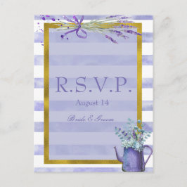 Cartão Postal De Convite RSVP de Casamento de Flor Roxo da Lavanda