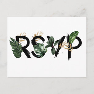 Cartão Postal De Convite RSVP de Casamento de Folha de Ouro Faux