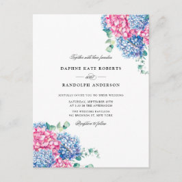 Cartão Postal De Convite RSVP de Casamento de Hydrangeas Azuis, Rosa-d-Água
