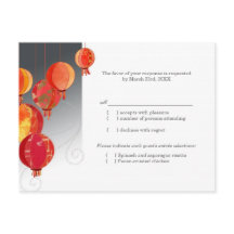 RSVP de Casamento de Lanternas de Pé Vermelha Asiá
