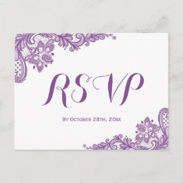 Cartão Postal De Convite RSVP de Casamento de Locais Roxos da Lavanda Elega