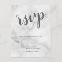 RSVP de Casamento de Mármore Branco Elegante Cláss