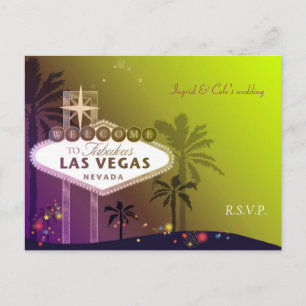 Cartão Postal De Convite RSVP de Casamento de Nevada de na moda Las Vegas