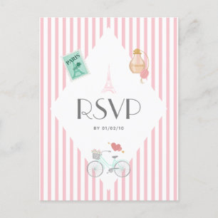 Cartão Postal De Convite RSVP de Casamento de Paris