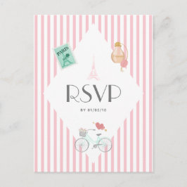 Cartão Postal De Convite RSVP de Casamento de Paris