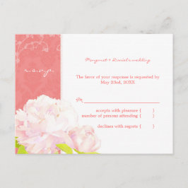 Cartão Postal De Convite RSVP de Casamento de Penas Rosa Suave