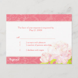 Cartão Postal De Convite RSVP de Casamento de Peony Rosa-Rosa-Sul