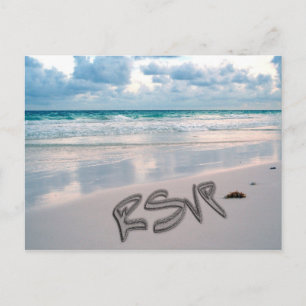 Cartão Postal De Convite RSVP de Casamento de Praia Sunset
