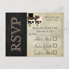Cartão Postal De Convite RSVP de Casamento de Rosa de Teal de Bride & Groom