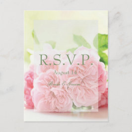 Cartão Postal De Convite RSVP de Casamento de Rosa de Verão Rosa Elegante