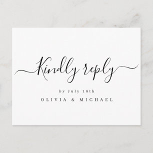 Cartão Postal De Convite RSVP de casamento de roteiro simples moderno