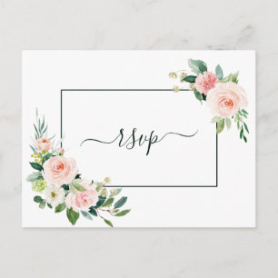 Cartão Postal De Convite RSVP de Casamento de Sangue Rosa-Blush