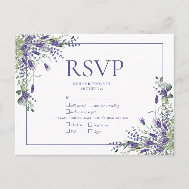 Cartão Postal De Convite RSVP de Casamento de Script Botânico Eucalyptus la (Frente)