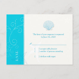 Cartão Postal De Convite RSVP de Casamento de Shell de Praia Azul Malibu