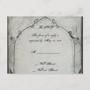 Cartão Postal De Convite RSVP de Casamento de Trellis Rosa Negro Gótico
